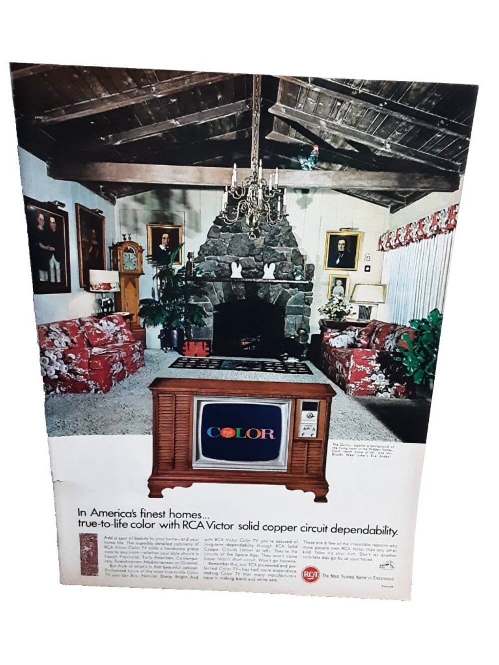 1966 RCA Victor Color Television Mid Century Home Vintage Advertising Print